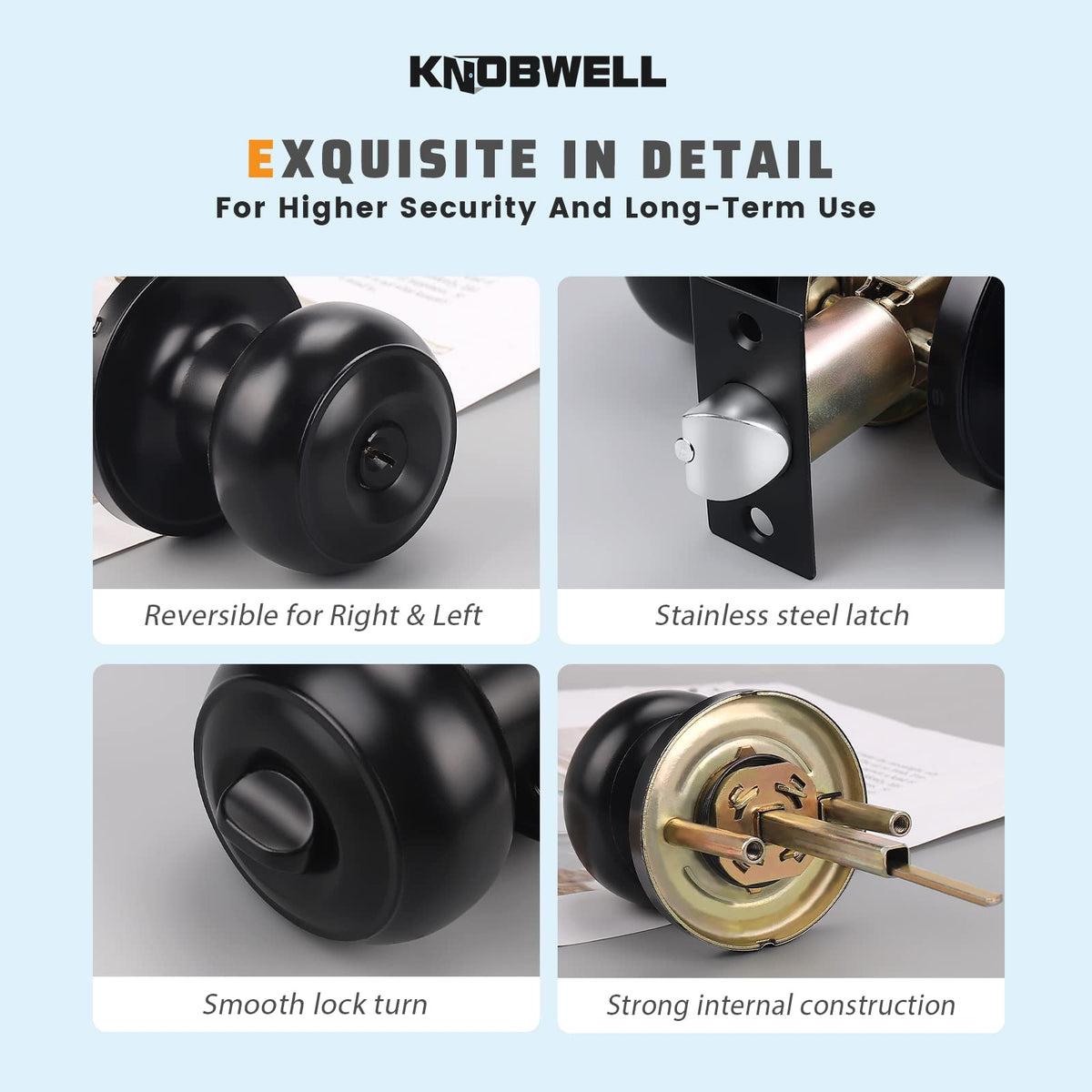10 Pack Keyed Entry Door Knobs, Matte Black Door Knob with Lock and Key (Keyed Alike), Pack of 10 Door Knobs for