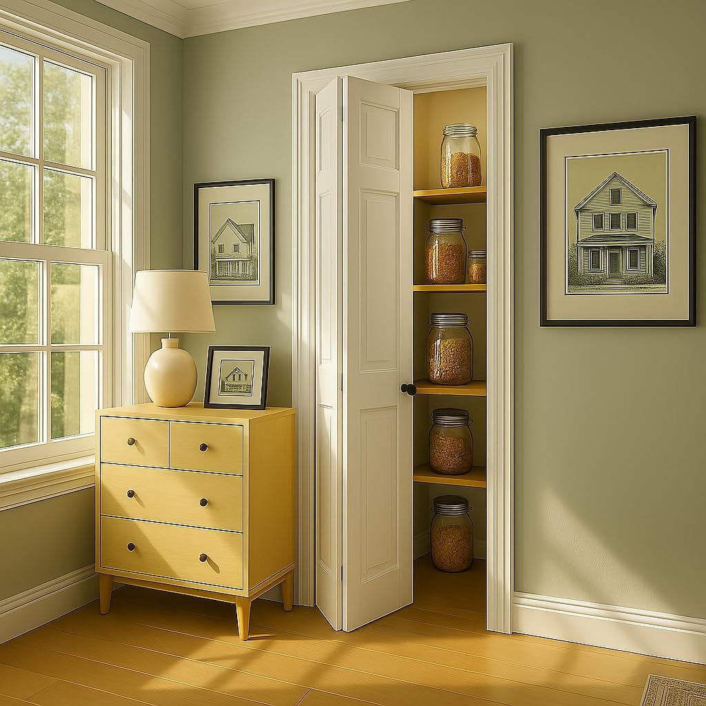 36in x 84in Paneled MDF Bi-Fold Barn Door, Closet Door, Slab Covered with Water-Proof PVC Surface, with Hardware Kits