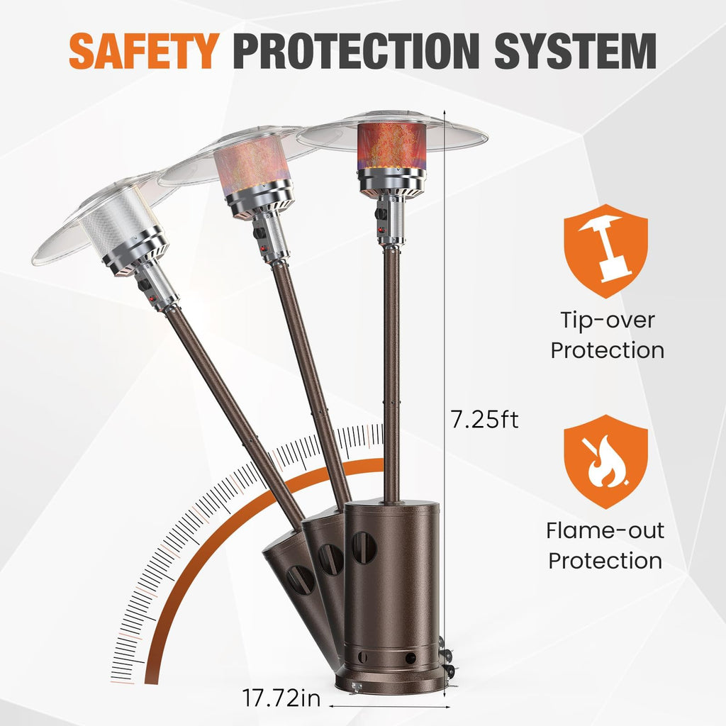48, 000 BTU Propane Patio Heater with Wheels, Outdoor Gas Heater