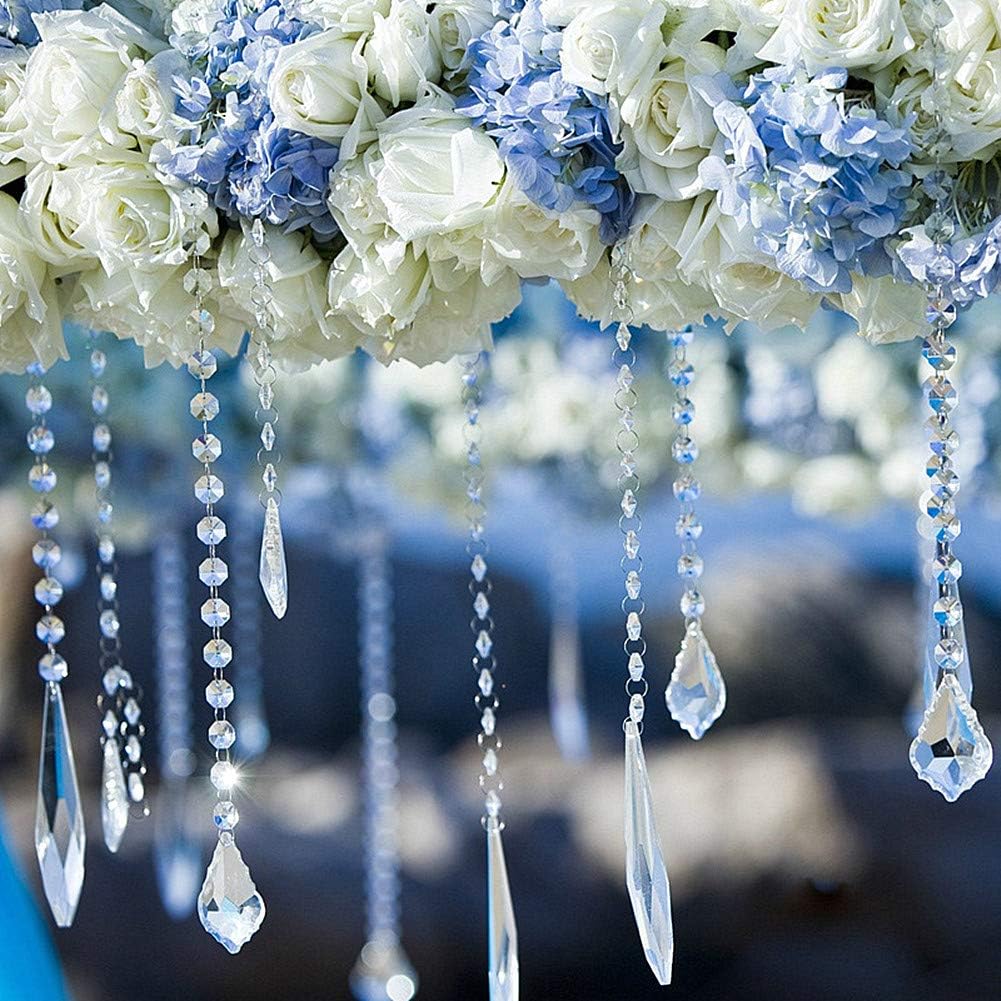 33 FT Clear Glass Crystal Garland Octagon Beads Hanging Chain for Wedding Party Christmas Tree Chandelier Decoration