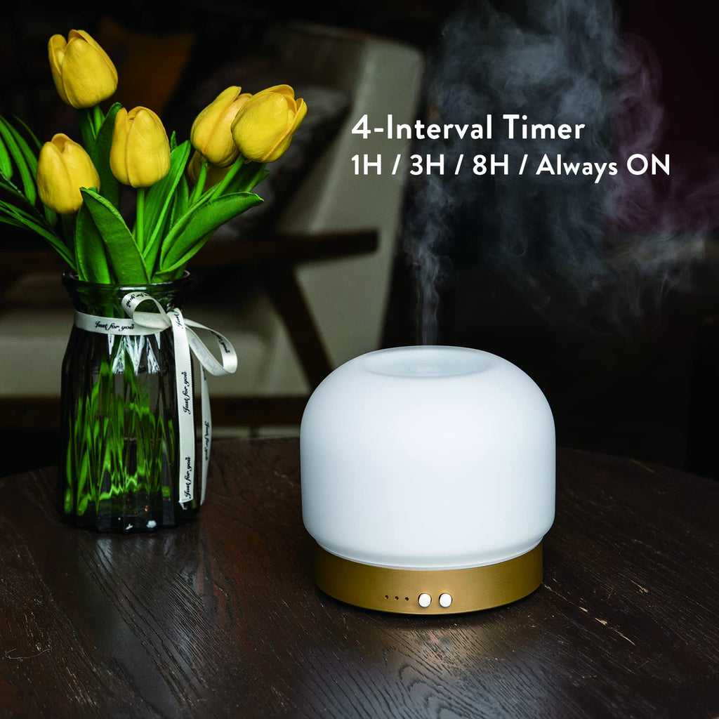 Essential Oil Diffusers for Large Room 280ml Aromatherapy Diffuser - Glass Cover, 4 Timers, Auto Shut-Off, Adjustable