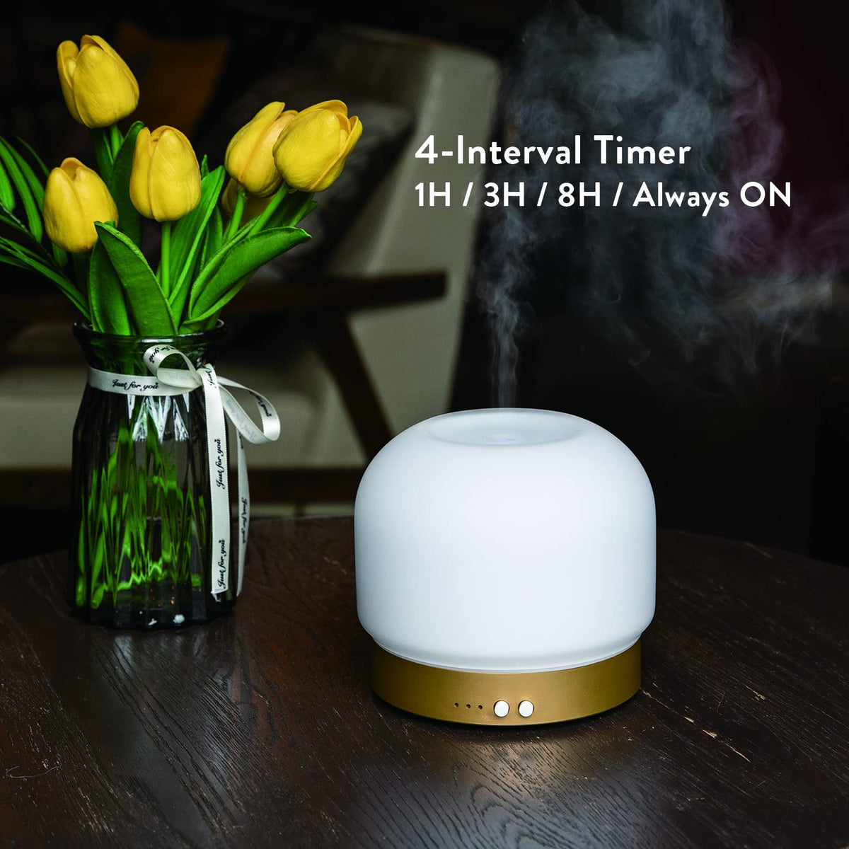 Essential Oil Diffusers for Large Room 280ml Aromatherapy Diffuser - Glass Cover, 4 Timers, Auto Shut-Off, Adjustable
