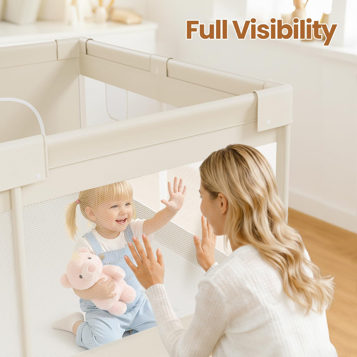 Beige Large Baby Playpen - 69x59in Playpen for Babies and Toddlers