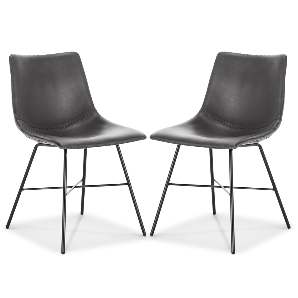 & BARK Paxton Leather Dining Chairs - Set of 2 Modern Dining Room Chairs with Low Back - Faux Leather Upholstery and