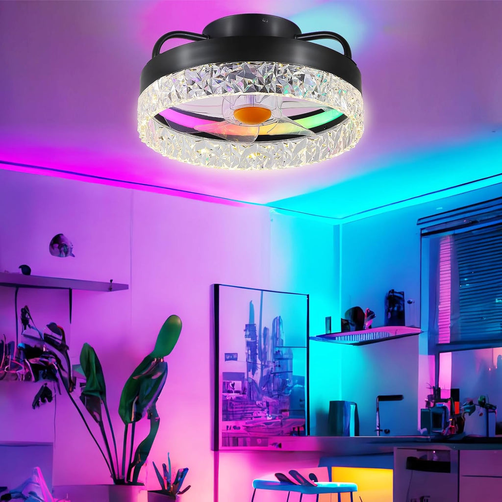 13" Flush Mount Ceiling Fan with Light