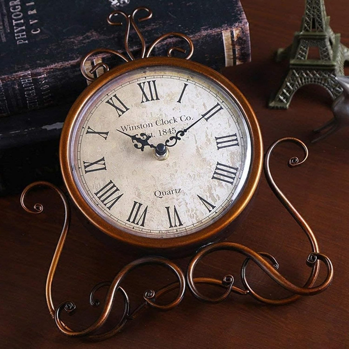 Vintage Table Clocks for Living Room Bedroom Decor, Silent Decorative Farmhouse Shelf Clock Battery Operated