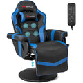 Gaming Chair, Height Adjustable Massage Video Game Chair with Retractable Footrest, Cup Holder, Headrest, Swivel