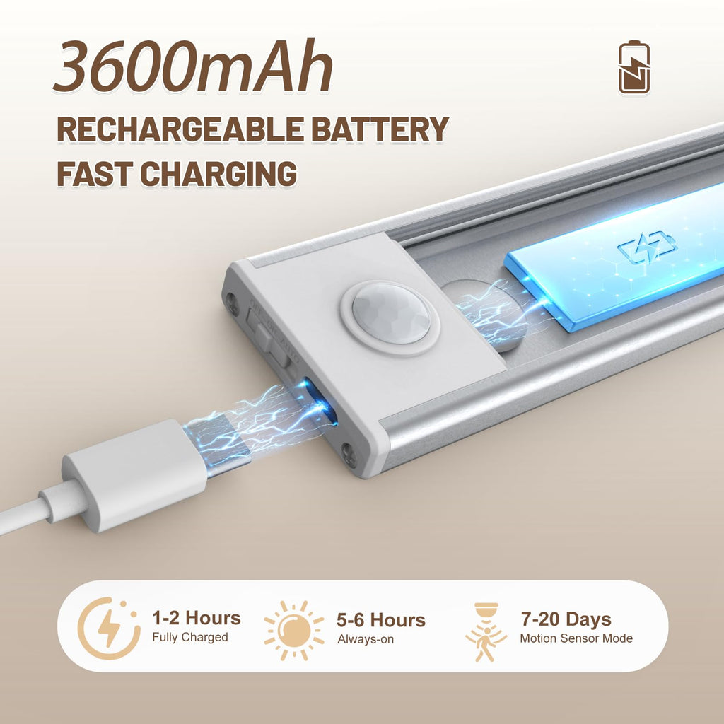 16 inch Under Cabinet Lighting, 6 Pack Motion Sensor Light Indoor Rechargeable Magnetic Closet Lights Battery