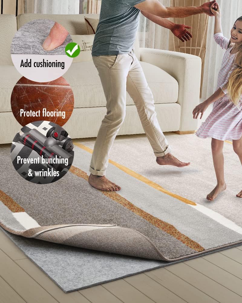 8x10 Non Slip Felt Rug Pad for Hardwood Floors, 1/4 Area Rug Gripper