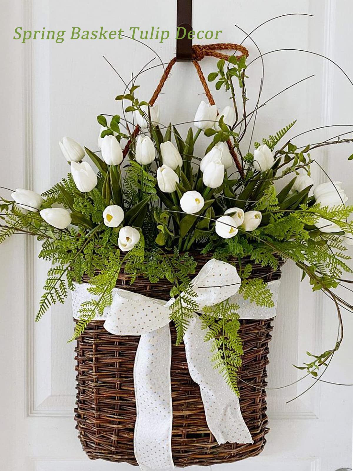 White Tulips Artificial Flowers 18Pcs Faux Silk Tulip Real Touch Tulip Fake Flowers Bouquets Arrangements for