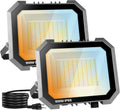 2 Pack 100W LED Flood Lights Outdoor, 3CCT Outside Work Light | 3000/4000/6000K Selectable, 100W 10000LM with 5.9FT