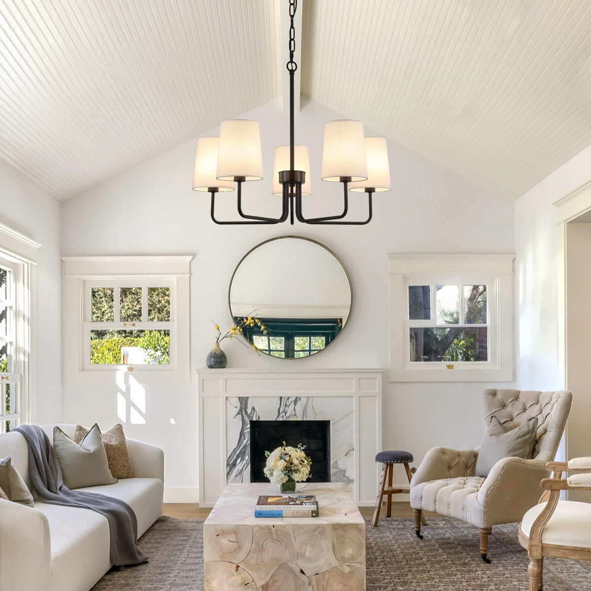 5-Light Farmhouse Rectangular Chandelier
