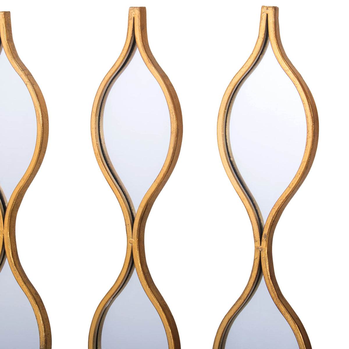 Teardrop Mirror Wall Decor Set of 5, Gold Foil Iron Wall Mirrors, 57.5 x 5.3 Inch Long Skinny Decorative Mirrors