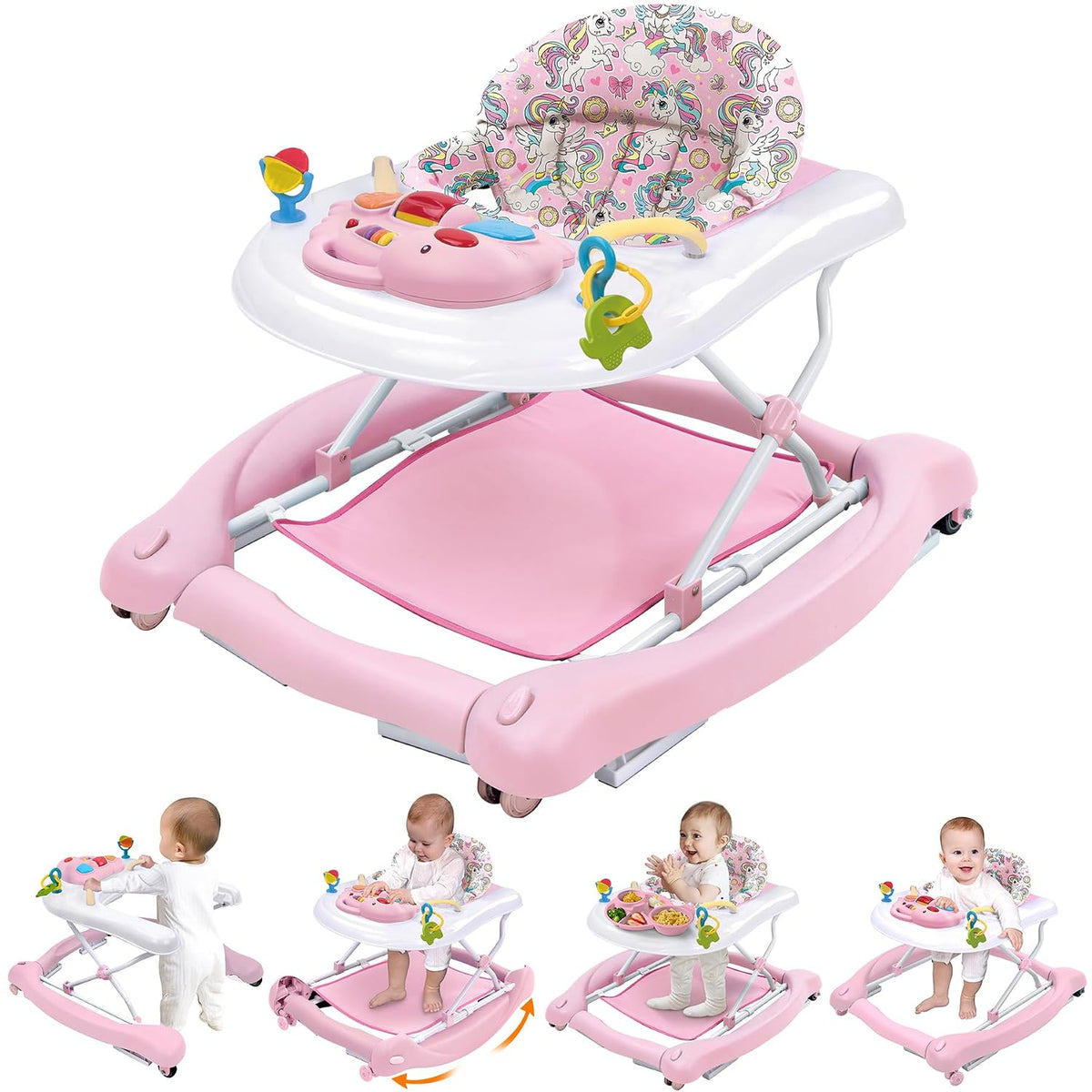 Foldable Baby in-1 Activity Walker - Rocker, Activity Center, Bouncer, Seat Walker, Push Walker - Adjustable Speed