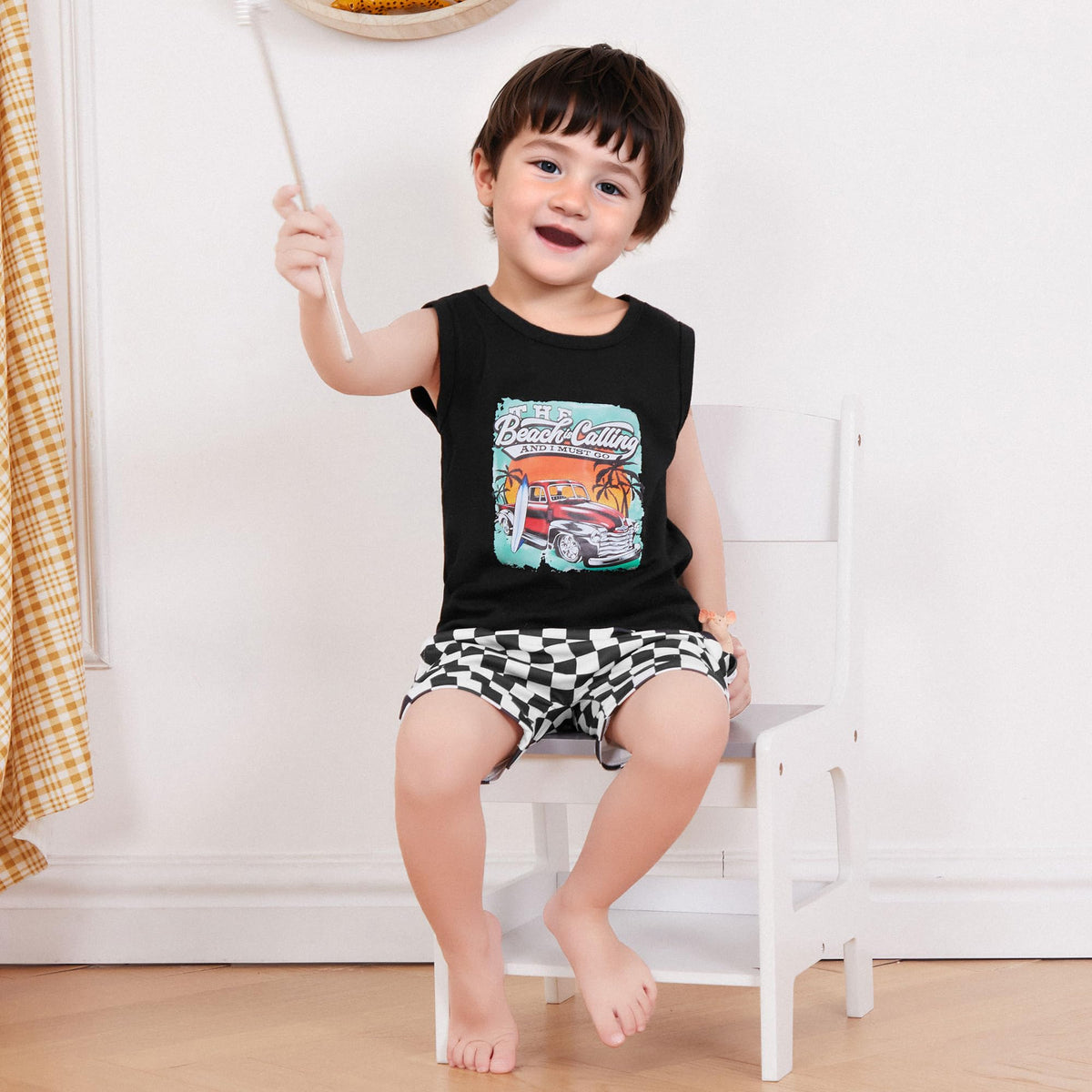 Toddler Baby Boy Clothes Sleeveless Tank Tops + Striped Print Jogger Shorts with Pockets 2Pcs Summer Outfits
