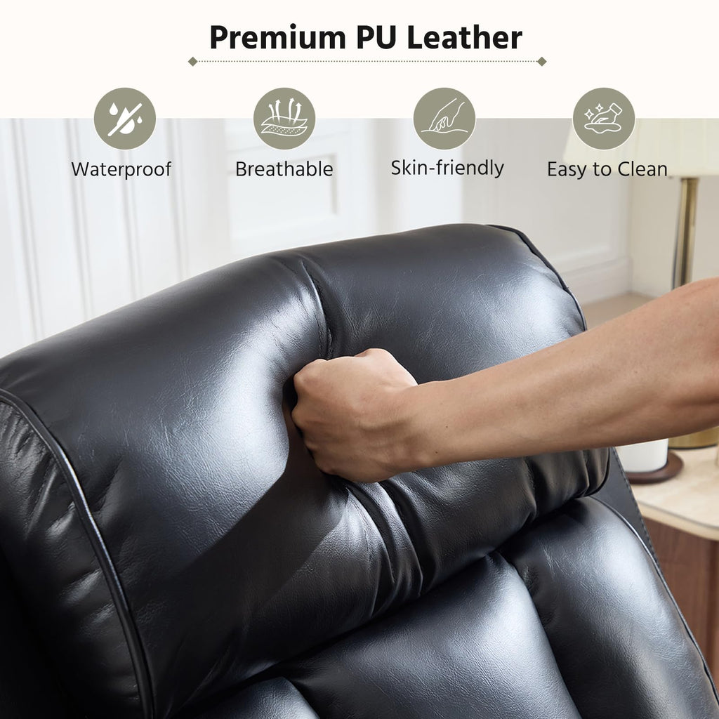 3-Piece Manual Recliner Sofa Set, Included Recliner and 2Loveseat 2-Seater Sofa with Center Console, Overstuffed Pu