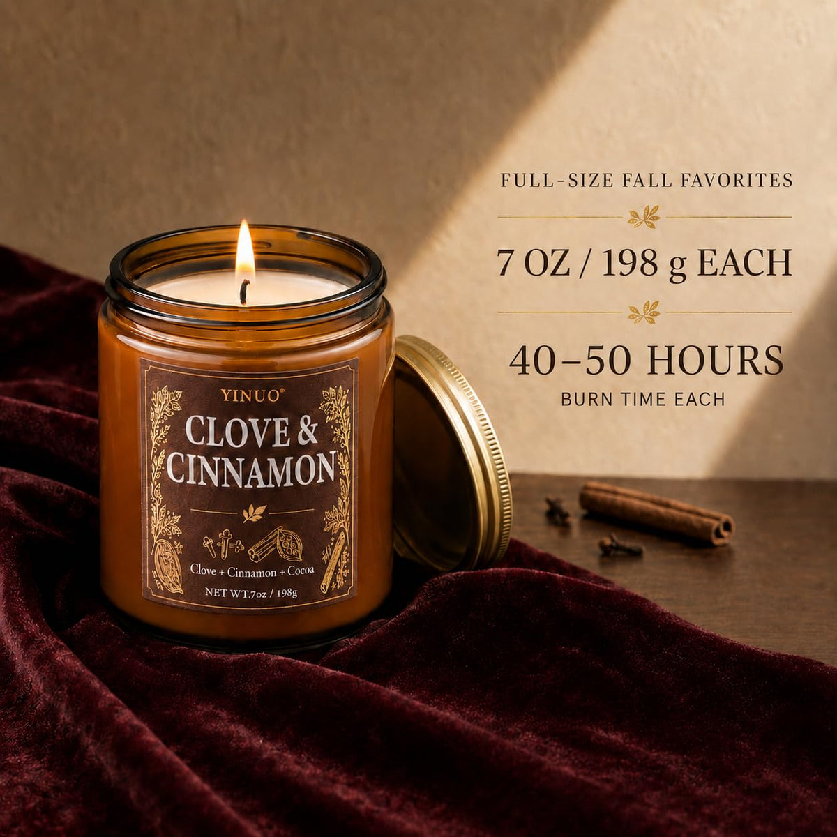 Fall Scented Candles Gift Set, 6 x 7 oz Cozy Autumn Collection Candles