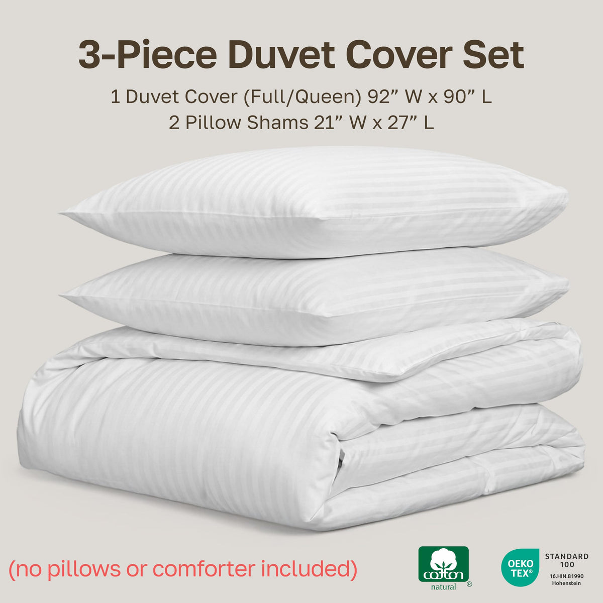 Luxury Duvet Cover Set, Striped White