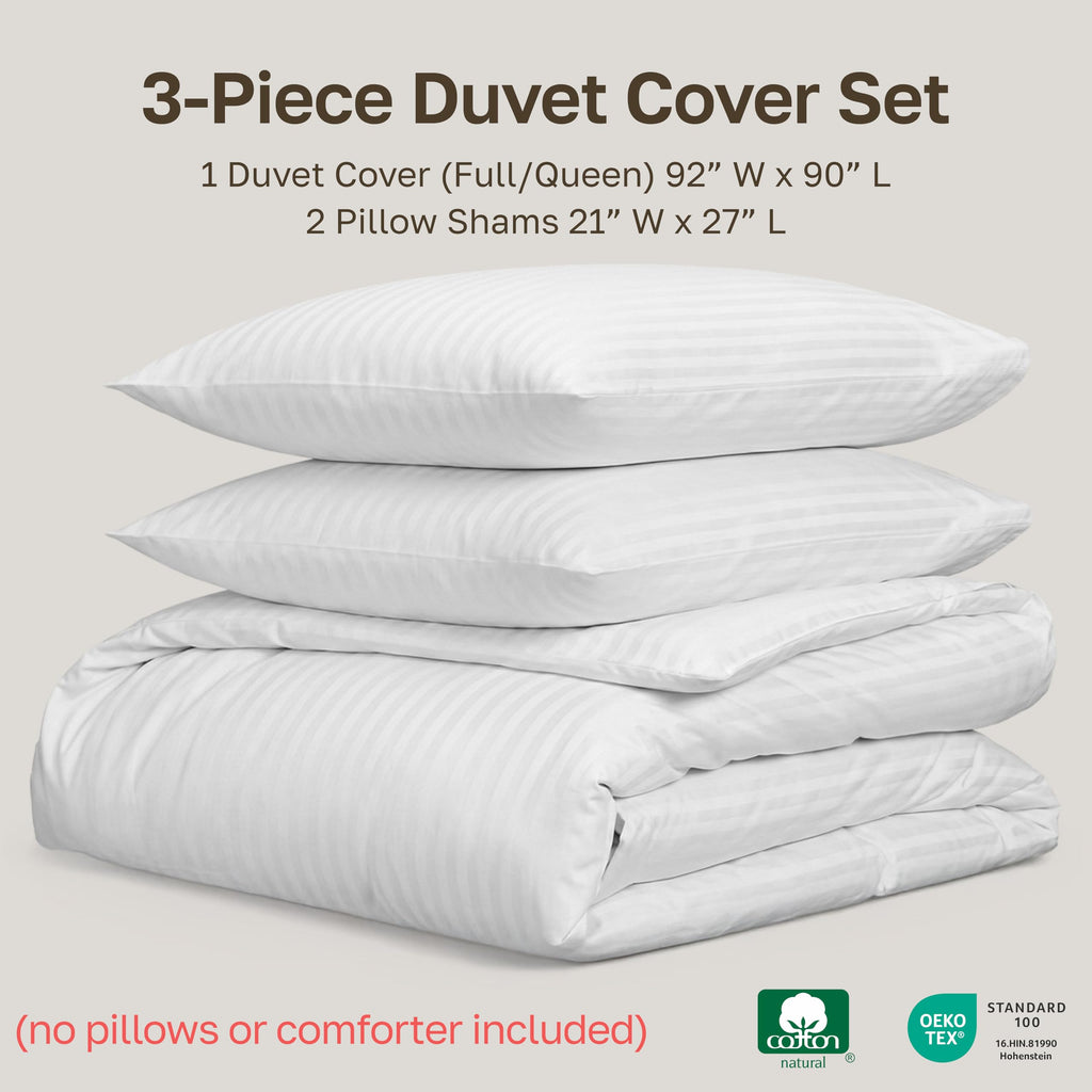Luxury Duvet Cover Set, Striped White