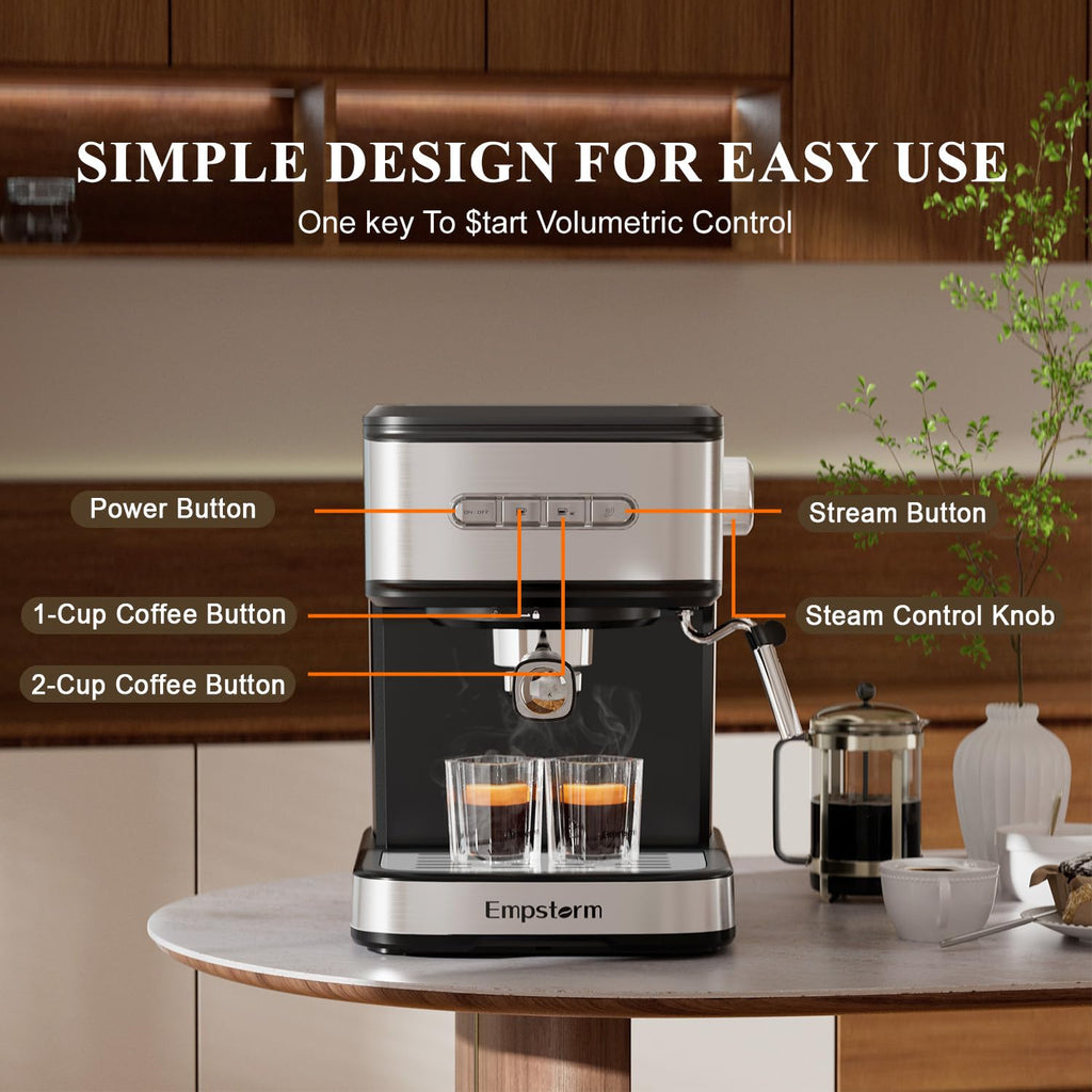 20 Bar Espresso Machine Stainless Steel Cappuccino Machines