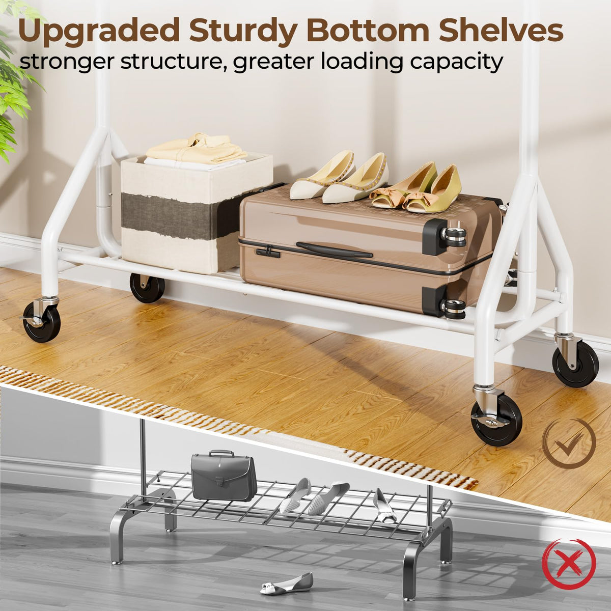 Heavy Duty Clothes Rack Load 450 LBS, Metal Garment Rack, Standing Rolling Clothing Rack for Hanging Clothes with