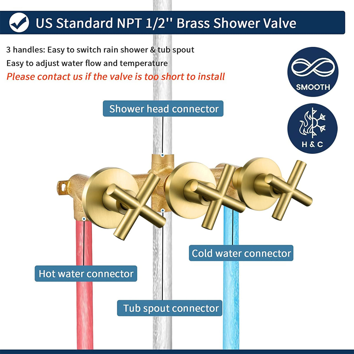3 Handle Shower Faucet Set with Tub Spout Bathtub Shower Faucet Combo Set Shower System Complete Tub and Shower Trim