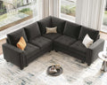 Velvet Modular Sectional Sofa Convertible Sectional Sofa Couch with Reversible Chaise L Shaped 4 Seater Corner Sofa