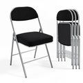 4 Pack Folding Chairs with Padded Seat & Backrest, Metal Frame, Durable Corduroy Fabric, 350 lbs Capacity, Set of 4