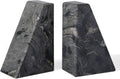 Marble Bookends for Heavy Books, Decorative Book Ends for Shelves, Titanium Black Stone Durable and Heavy-Duty Book