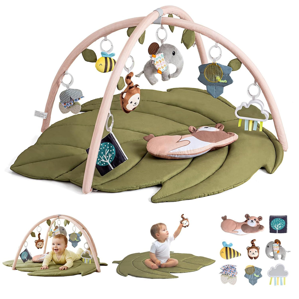 Play Gym & Play Mat, Extra Large Tummy Time Mat, Leaf-Shaped