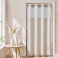 RiverDream Farmhouse No Hooks Shower Curtain with Snap-in Liner, Linen, 54x80
