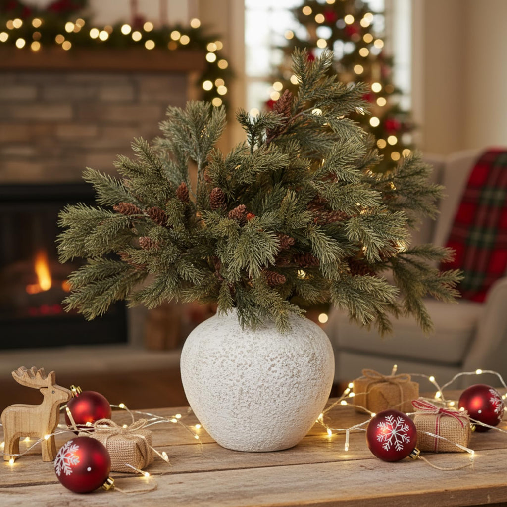 6 Pcs Artificial Stems, Green, Cedar