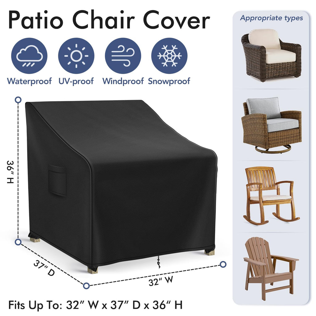 Adirondack Chair Covers Waterproof, Lawn Outdoor Chair Covers 2 Pack, for Outdoor Furniture Fits up to 32W x 37D x