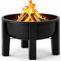 Wood Burning Fire Pit with Wraparound Surround Tabletop Edge