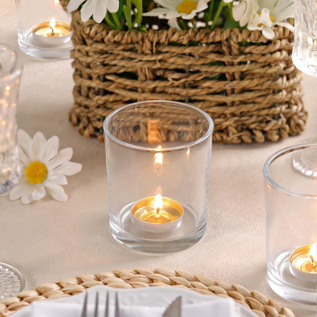 6 Pcs Large Clear Votive Candle Holder Tea Light Candle Holder Glass