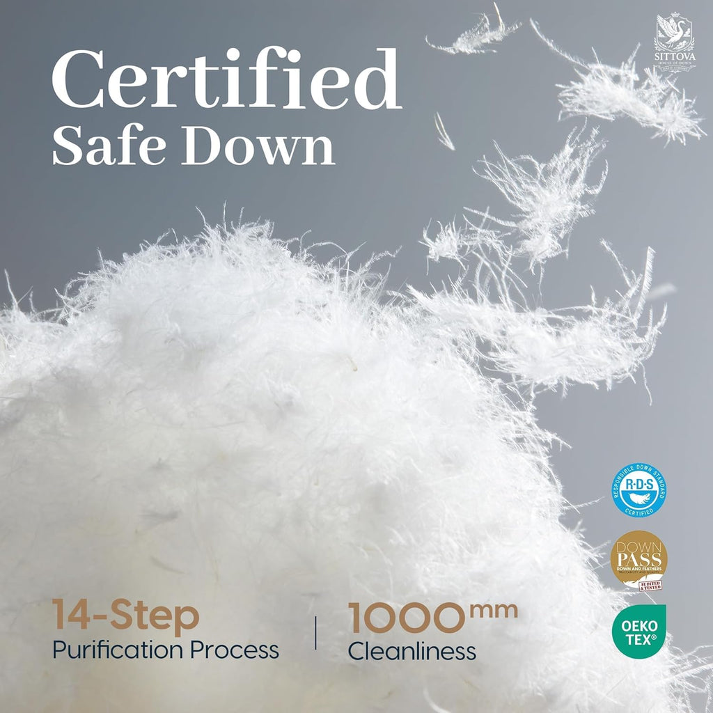 Goose Down Fiber Comforter King - All-Season Hotel Quality Duvet Insert, High Fill Power, Ultra Soft 100% Cotton