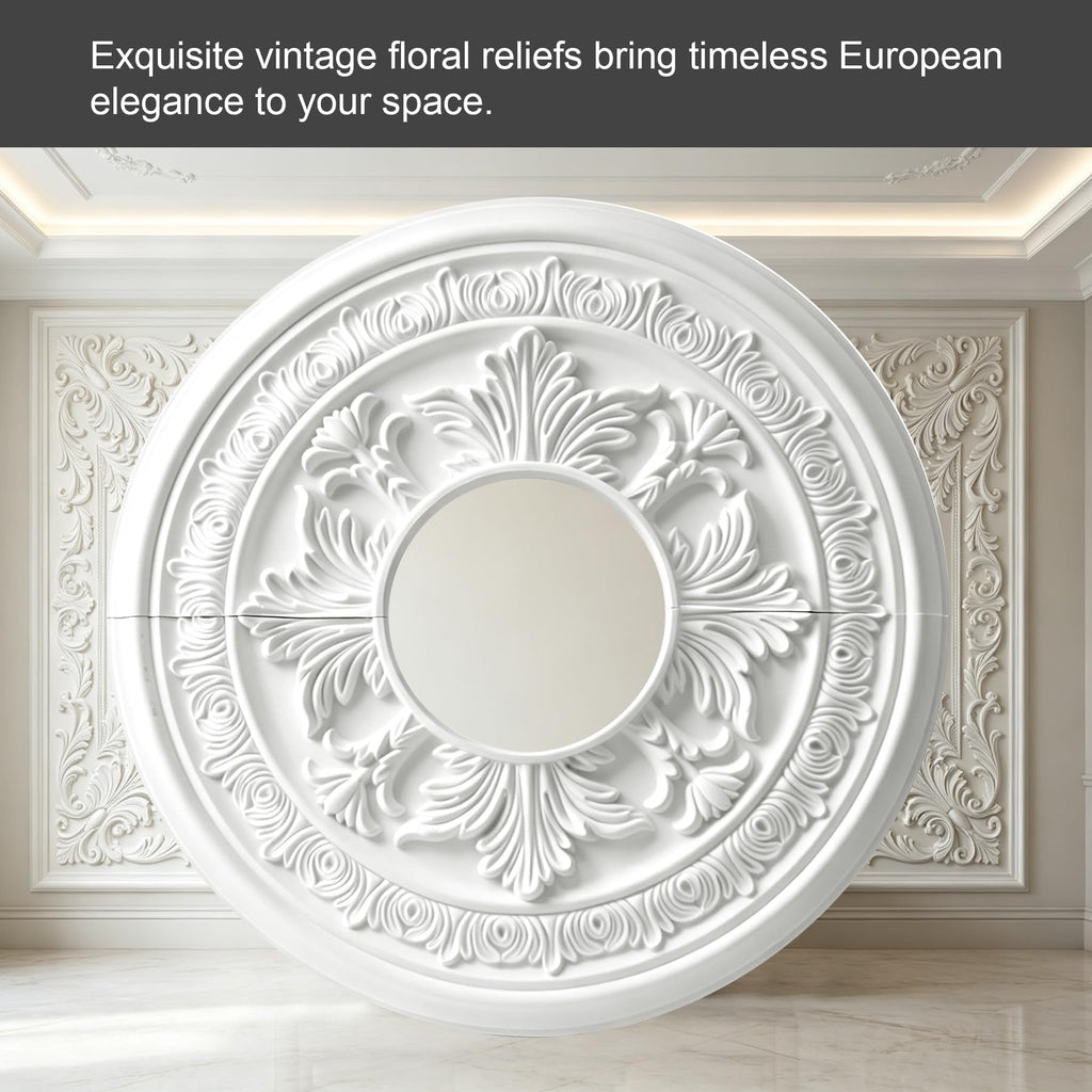 15-3/8" Split Ceiling Medallion, White Primed Light Fixture Canopy
