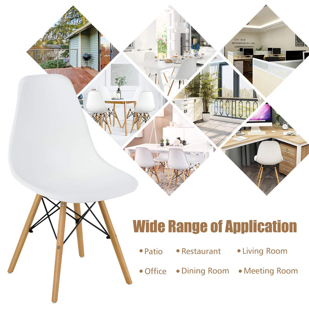 Inspired Eames Style DSW Dining Chairs, Shell Plastic Chairs with Wood Legs, Modern Armless Chairs Kitchen Bedroom, Eiffel DSW