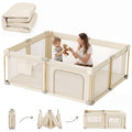 Foldable Baby Playpen with Mat, 71x79 Foldable Play Pen for Babies and Toddlers, Baby Playpen with Portable Design