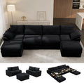 Upgrade Boneless Couch with Storage, Extra Deep&High Seat Modular Sectional Sofa 4 Seater U Shaped Cloud Couch with