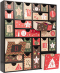 Wooden Advent Calendar to Fill, 14.6×12.6 Inch 24-Day Refillable Empty Christmas Countdown Calendar with Drawers