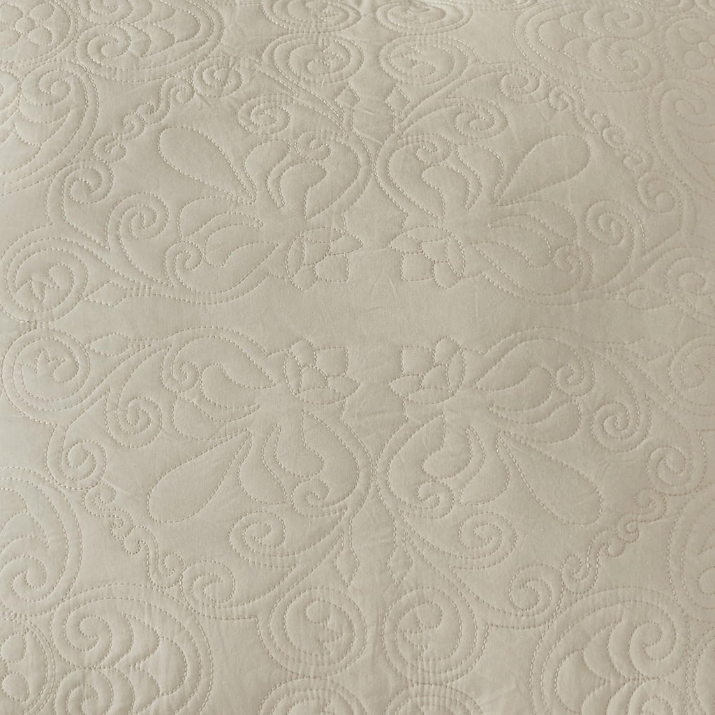 Quilted Pillow Shams Damask Ivory Medallion Set of 2 Embroidered