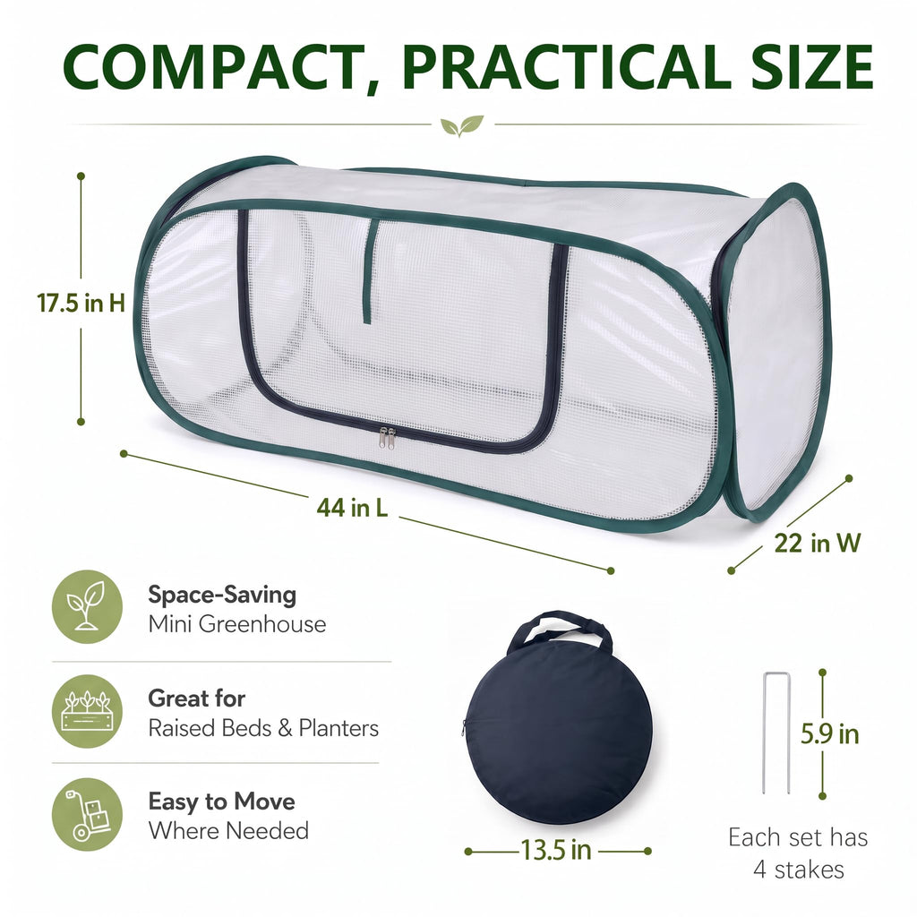 Plant Covers Freeze Protection-Mini Pop Up Greenhouse for Raised Garden Bed