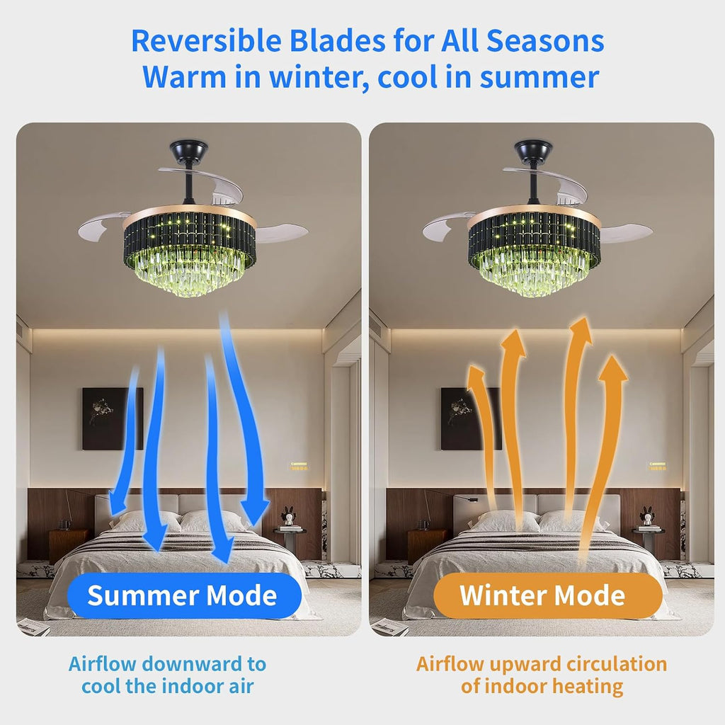 RGB Retractable Ceiling Fan with Lights and Remote