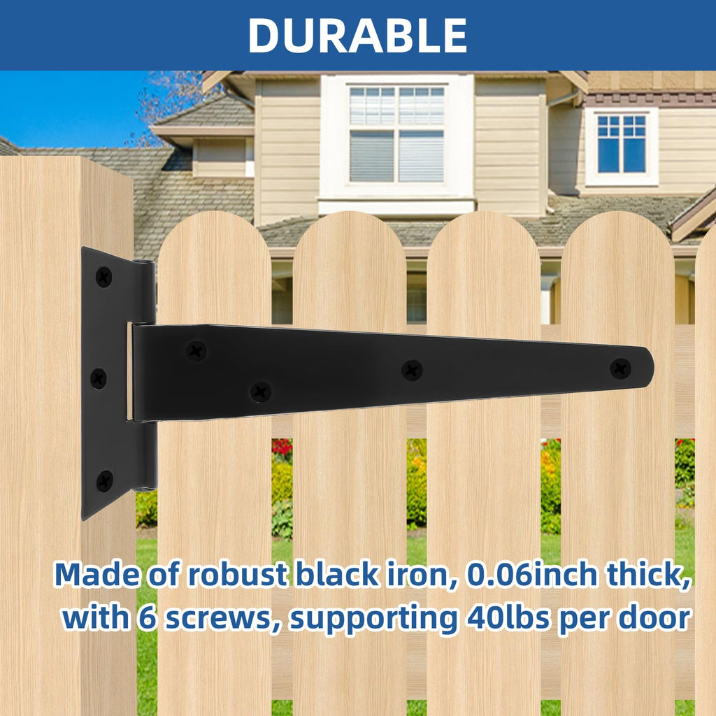 T-Strap Barn Door Hinges Shed Door Heavy Duty Hinges Gate Strap Wooden Fence Yard Tee Hinge Black Wrought Hardware