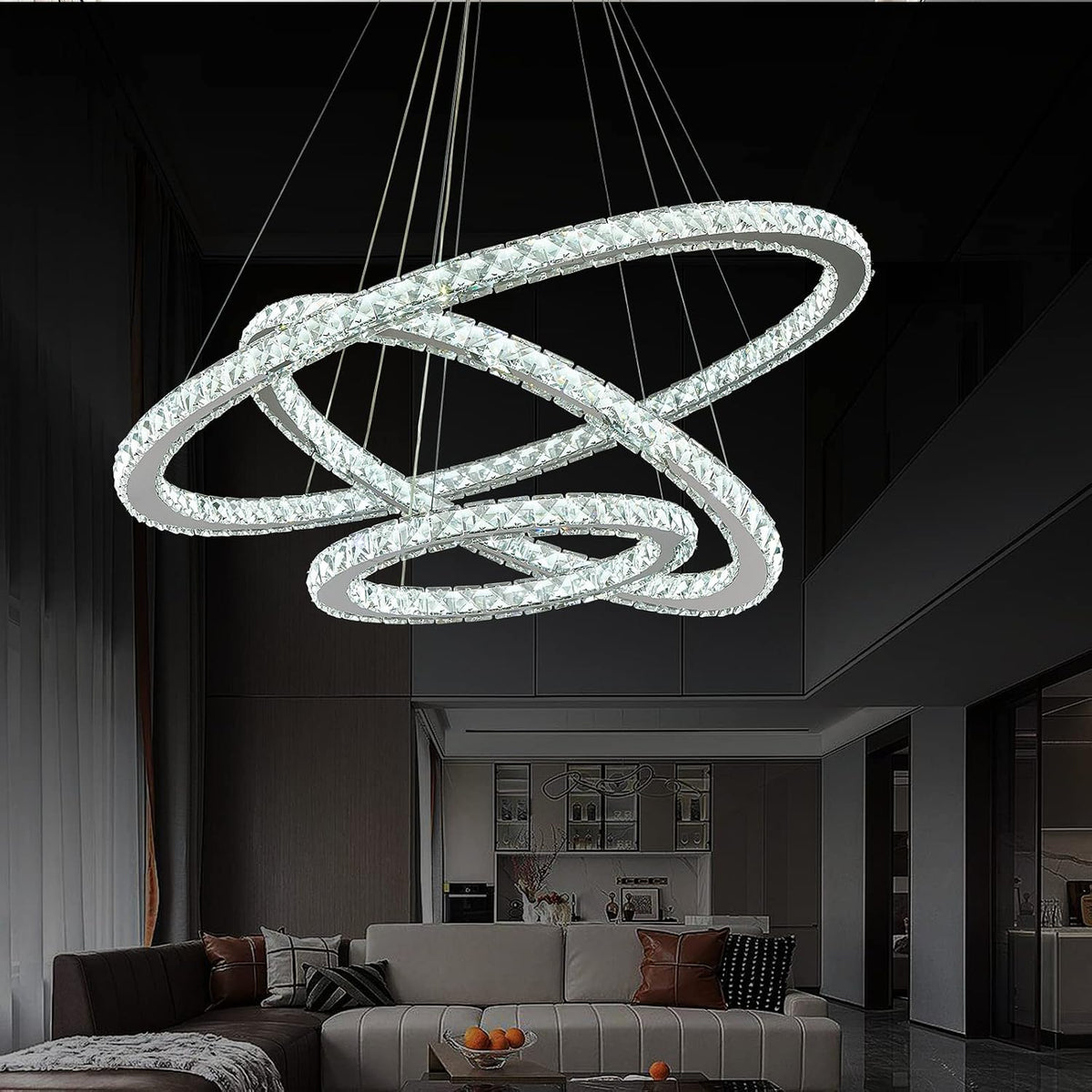 Modern LED Crystal Ceiling Chandelier for Dining Rooms and Bedrooms