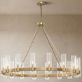 48" 16-Light Gold Large Wagon Wheel Glass Chandelier
