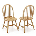 18" Oak Dining Chairs Set of 2, Wood Windsor Chair with Spindle Back for Country Farmhouse Kitchen Island