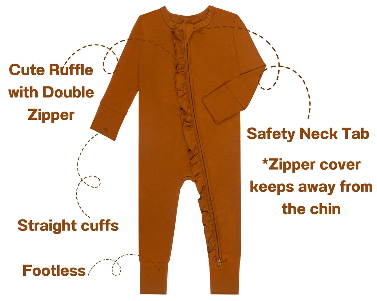 Baby Rayon of Bamboo Long Sleeve Double Zipper Footless Romper Newborn