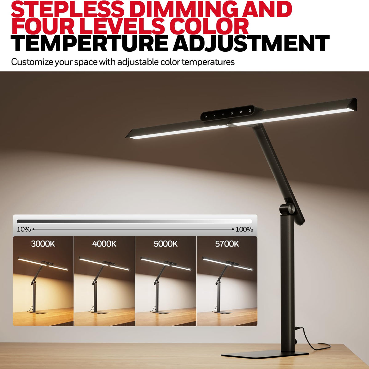 HJ1BK Eye-Caring 1200LM LED Architect Desk Lamp